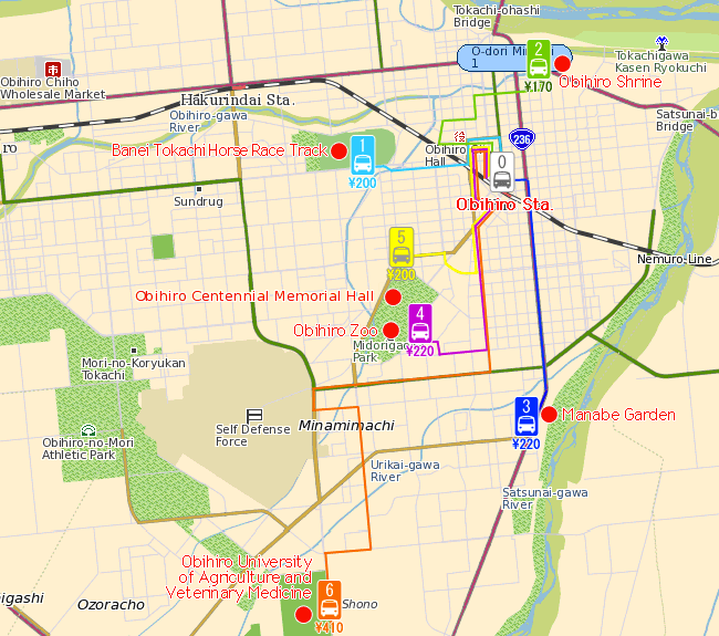 Obihiro-shi sightseeing map